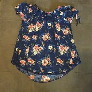 No Boundaries Blue Floral Blouse